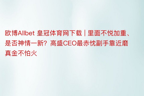 欧博Allbet 皇冠体育网下载 | 里面不悦加重、是否神情一新？高盛CEO最赤忱副手靠近磨真金不怕火